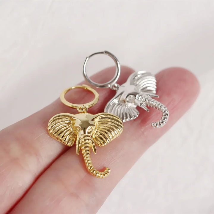 Pendientes de Aro con Encanto de Elefante