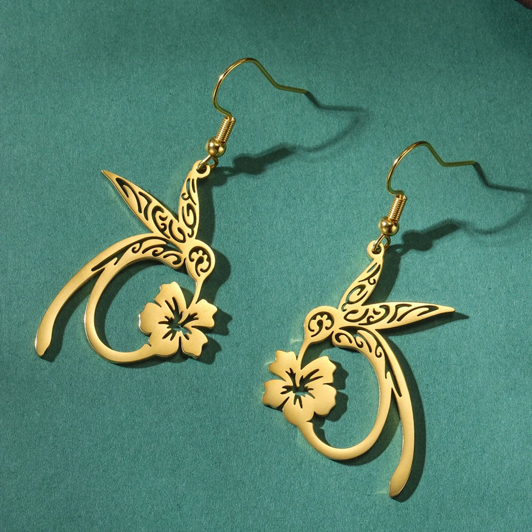 Pendientes de Acero Inoxidable con Espíritu de Colibrí