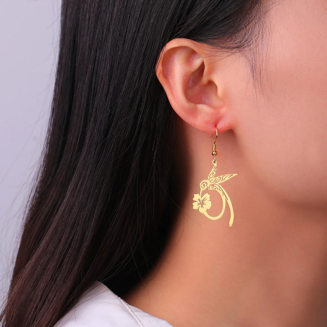 Pendientes de Acero Inoxidable con Espíritu de Colibrí