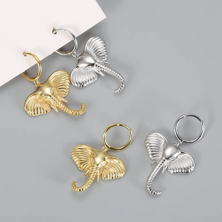 Pendientes de Aro con Encanto de Elefante