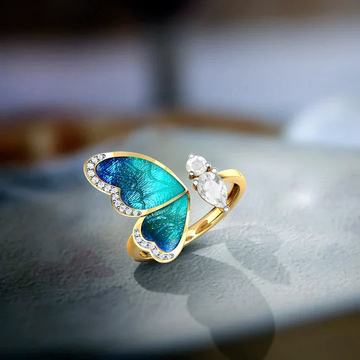 Anillo Sueños de Mariposa Azul