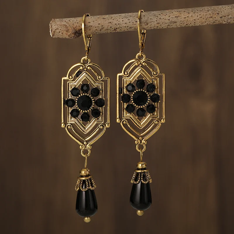 Charm™ | Pendientes vintage de cristal negro 